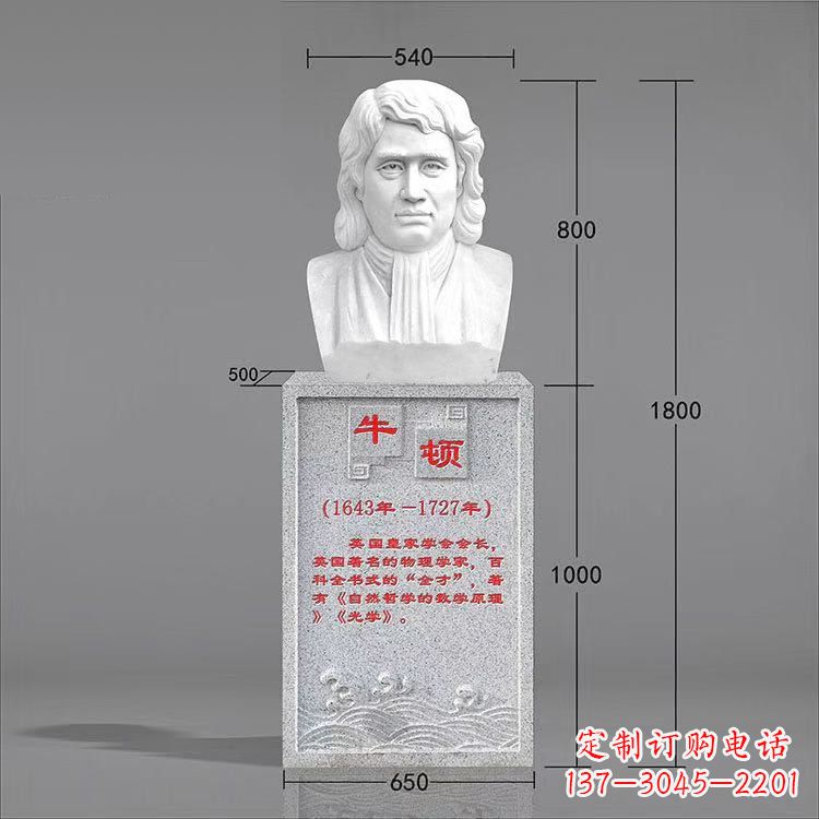 贵州艺术精灵:牛顿汉白玉石头像雕塑
