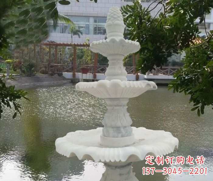 贵州精致美观的三层喷泉汉白玉公园石雕