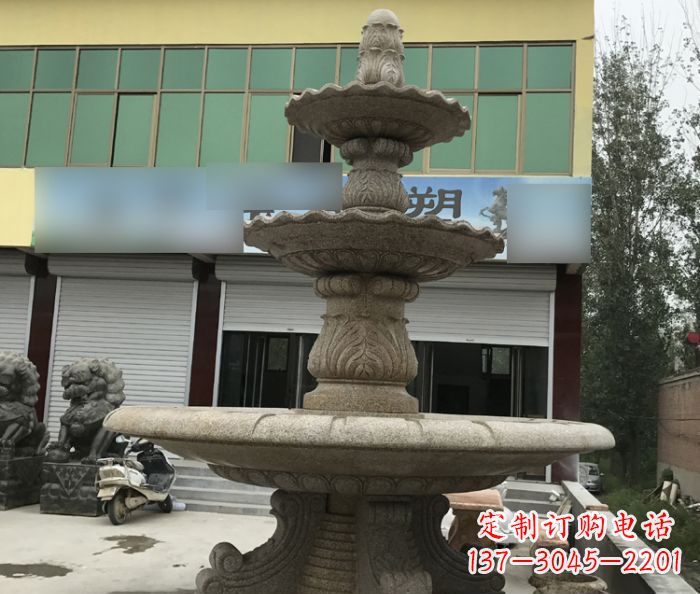贵州三层砂岩喷泉别墅欧式石雕