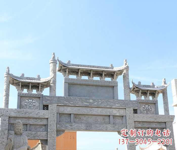 贵州三门道路牌坊石雕 (4)