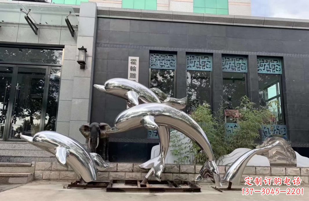 贵州高端定制不锈钢海豚雕塑