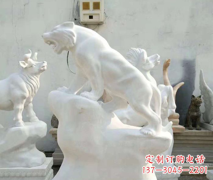 贵州中领雕塑:汉白玉老虎雕塑