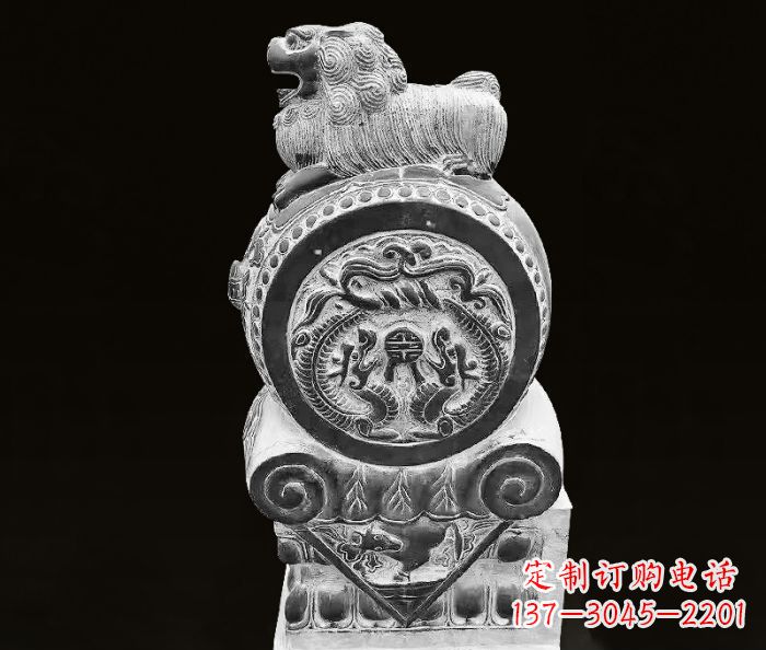 贵州中领雕塑狮子石抱鼓仿古石门墩