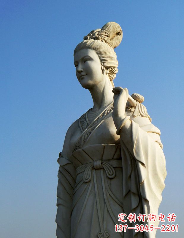贵州十二花神九月菊花庞苏汉白玉美女雕像