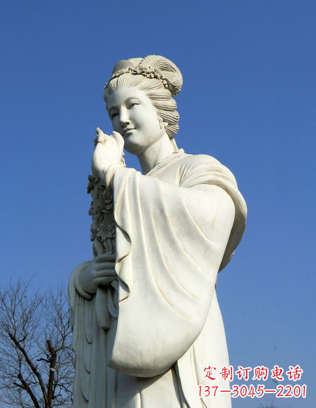 贵州十二花神之三月桃花息夫人汉白玉精美美女雕像
