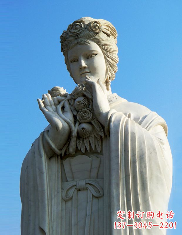 贵州石榴之美——十二花神之五月石榴李氏汉白玉古代美女雕像