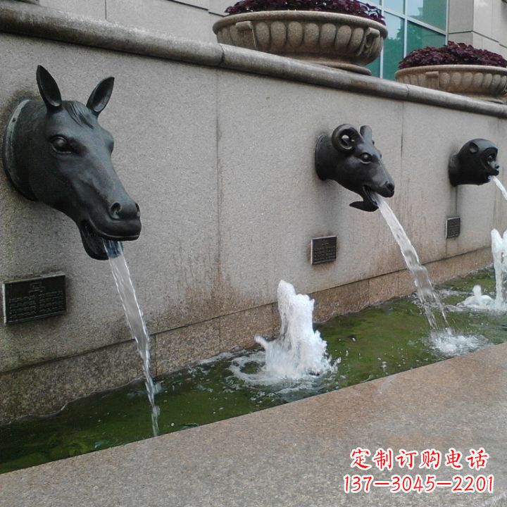贵州十二生肖兽首流水水景铜雕