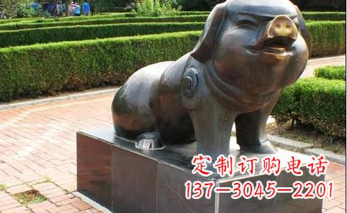 贵州古典中国十二生肖猪铜雕塑