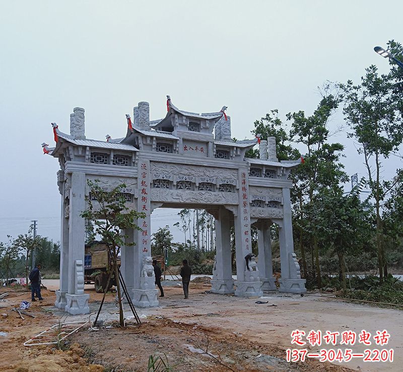 贵州领雕塑专业定制仿古牌坊雕塑,拥有多年专业…