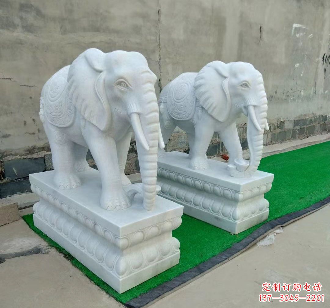 贵州中领雕塑:精美大象汉白玉雕塑