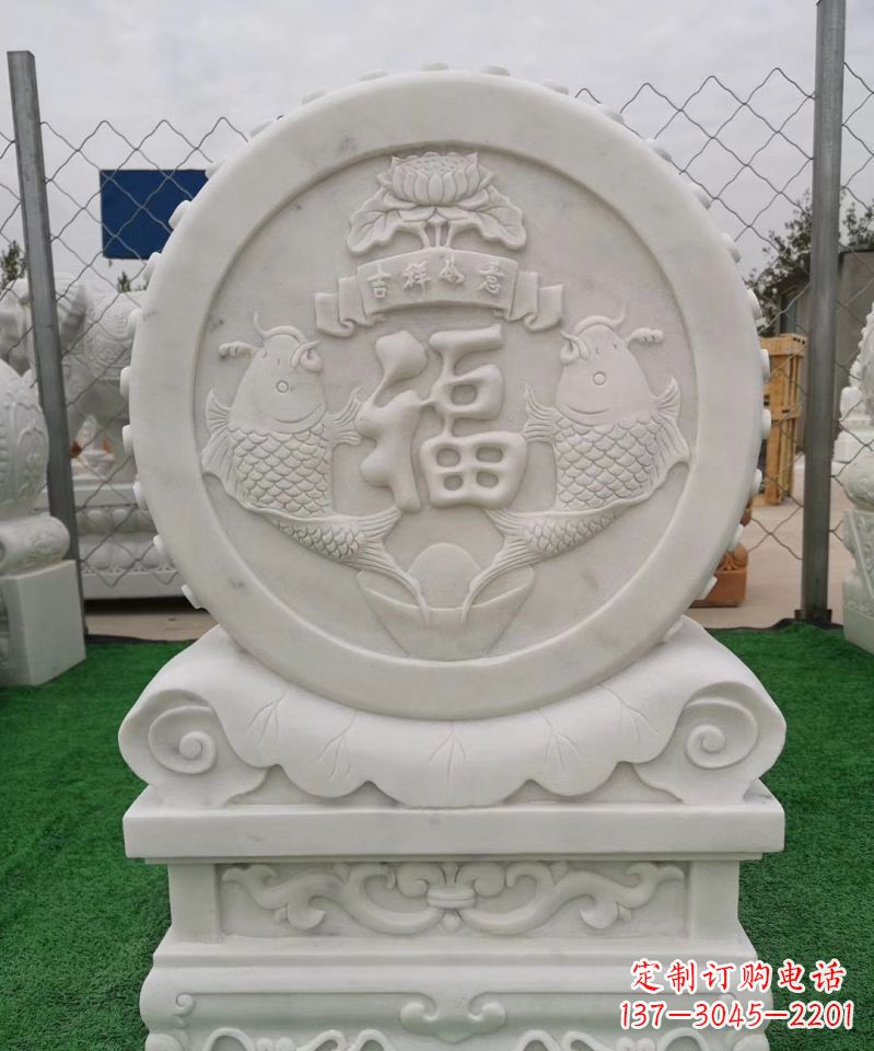 贵州装饰福字图案的雕塑石门墩