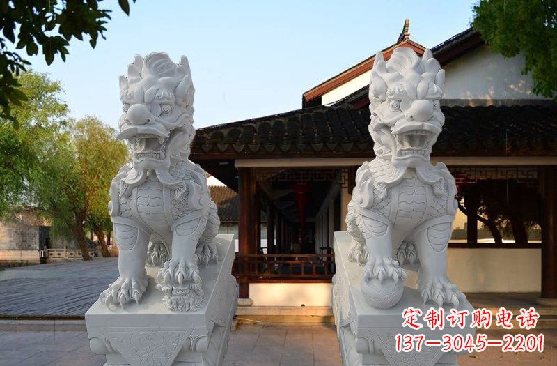 贵州精美汉白玉麒麟雕塑