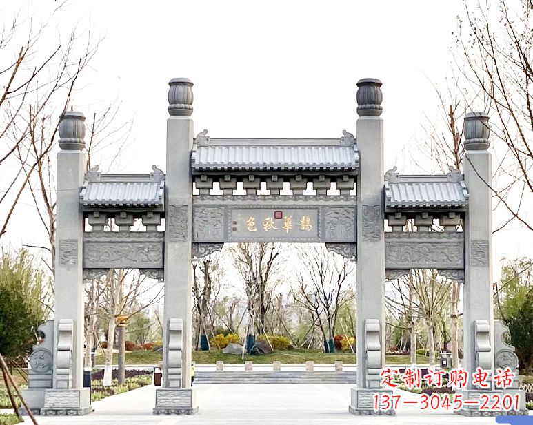 贵州装饰你的屋外,选择领雕塑的石雕牌坊
