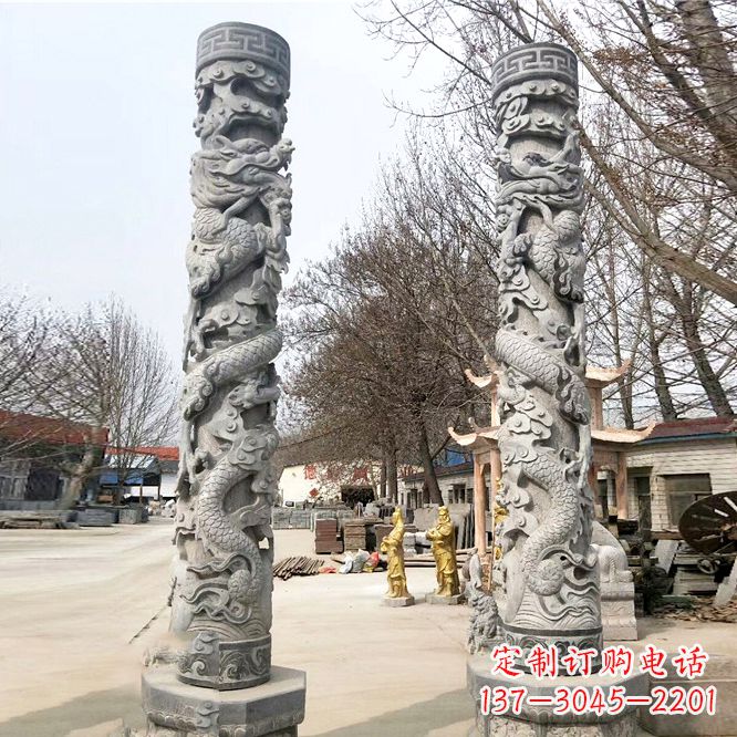 贵州中领雕塑传统工艺制作精美石雕盘龙柱