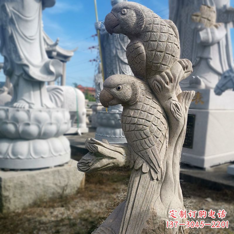 贵州石雕鹦鹉景观雕塑摆件