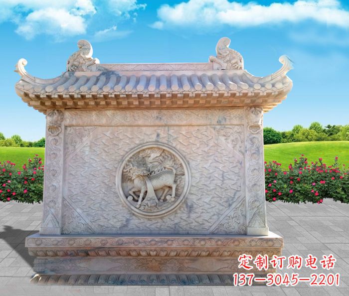 贵州石浮雕麒麟庭院影壁
