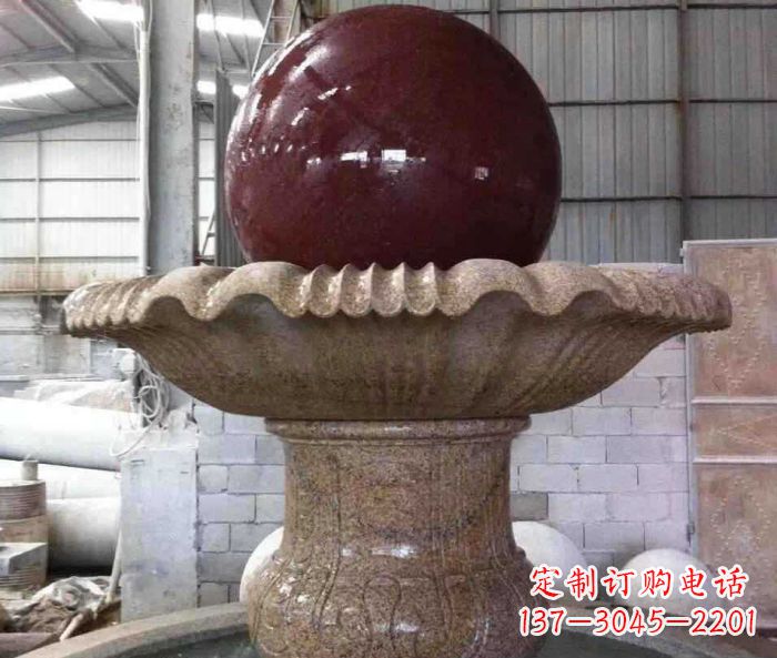 贵州石来运转小型风水球喷泉石雕 (2)
