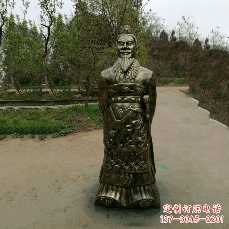 贵州始皇嬴政玻璃钢仿铜雕塑