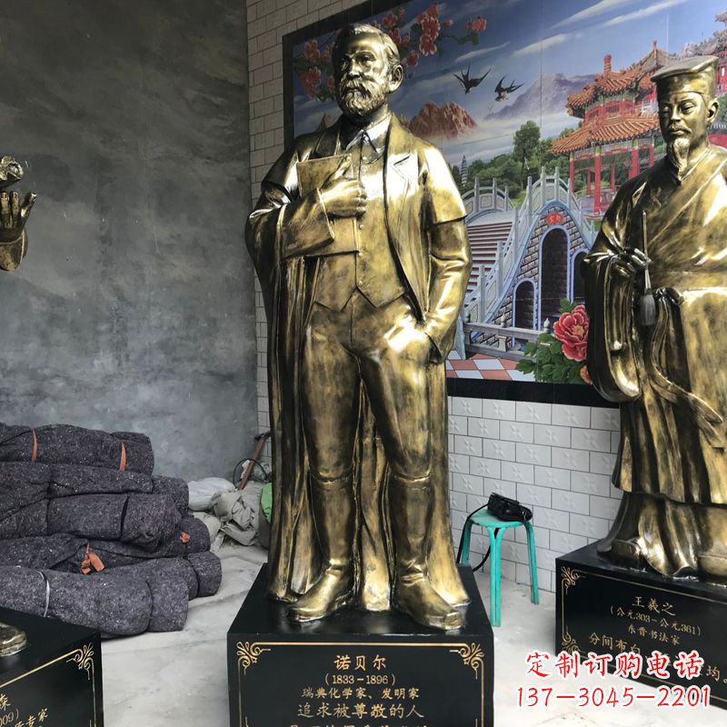 贵州世界名人瑞典著名化学家诺贝尔仿铜雕像