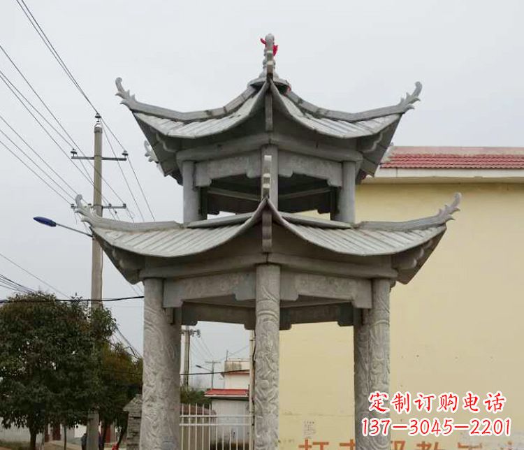 贵州双层仿古凉亭石雕 (2)