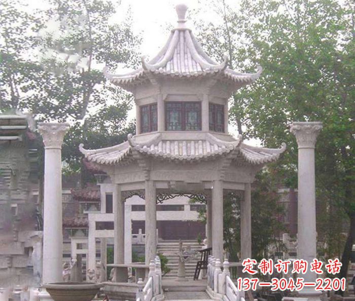 贵州双层仿古凉亭石雕 (3)