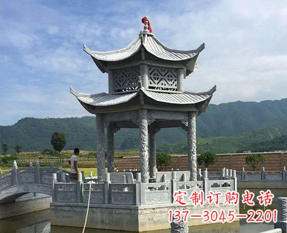 贵州双层仿古凉亭石雕_1