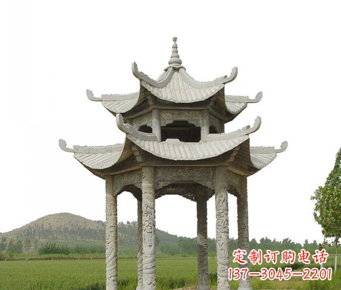 贵州双层仿古石雕凉亭