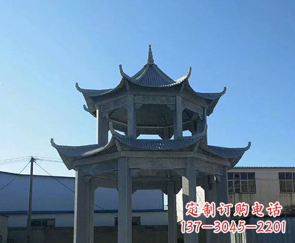 贵州双层仿古石凉亭石雕_1