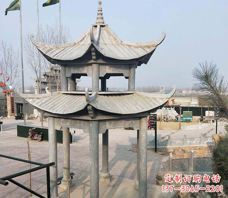 贵州双层户外凉亭石雕