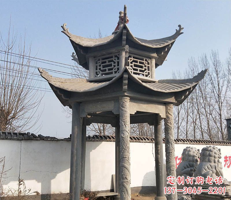 贵州双层户外凉亭石雕 (2)
