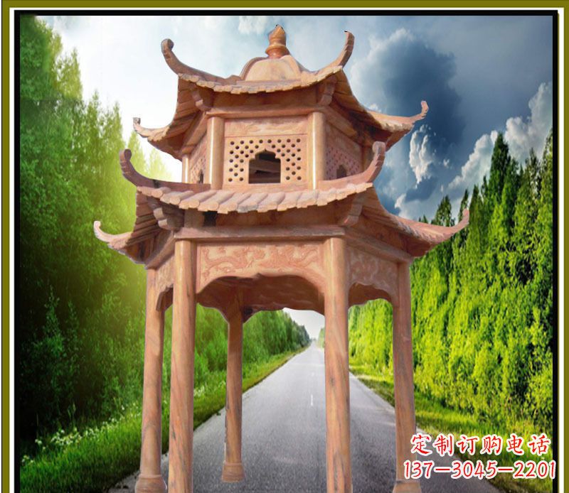 贵州双层凉亭园林石雕