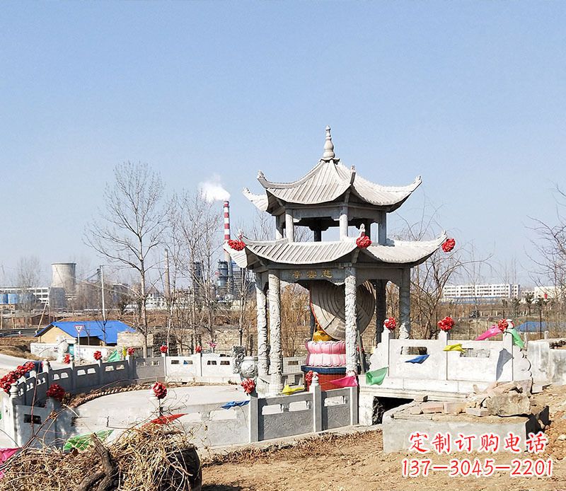 贵州双层石凉亭石雕 (2)