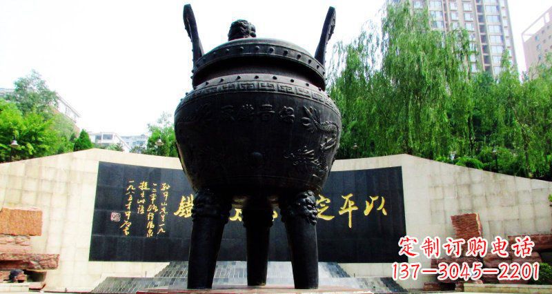 贵州双龙戏珠广场香炉铜雕景观雕塑