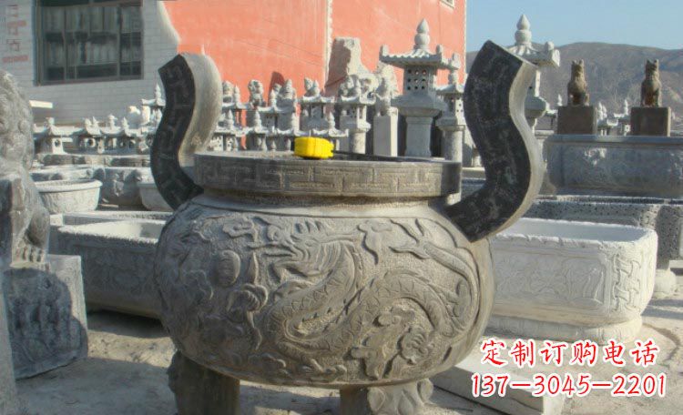 贵州双龙戏珠浮雕香炉铜雕