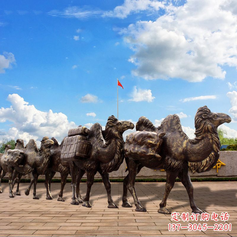 贵州丝绸之路骆驼队仿铜景观雕塑