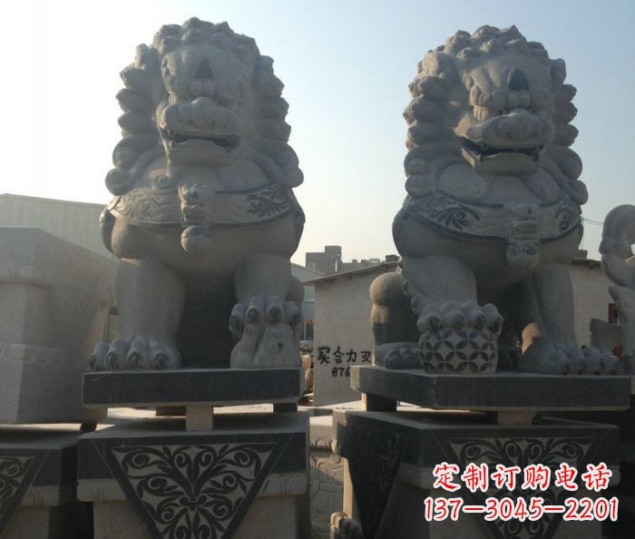 贵州寺庙景观仿古石狮子 (2)