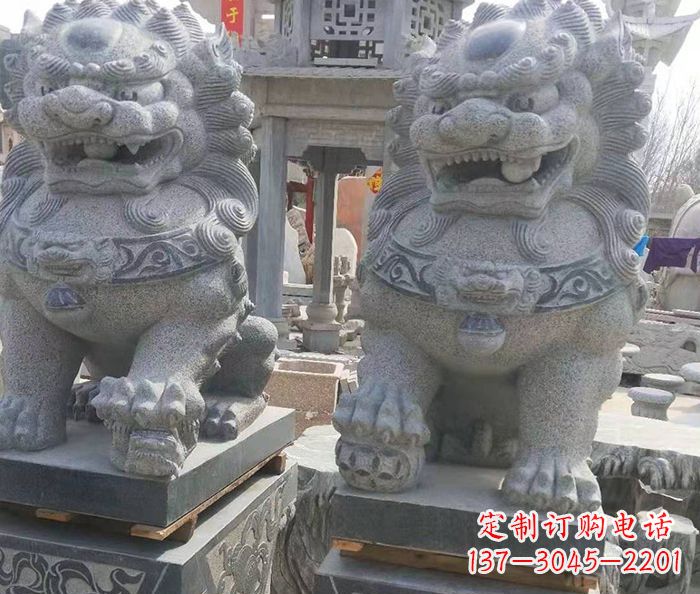 贵州寺庙景观仿古石狮子 (3)