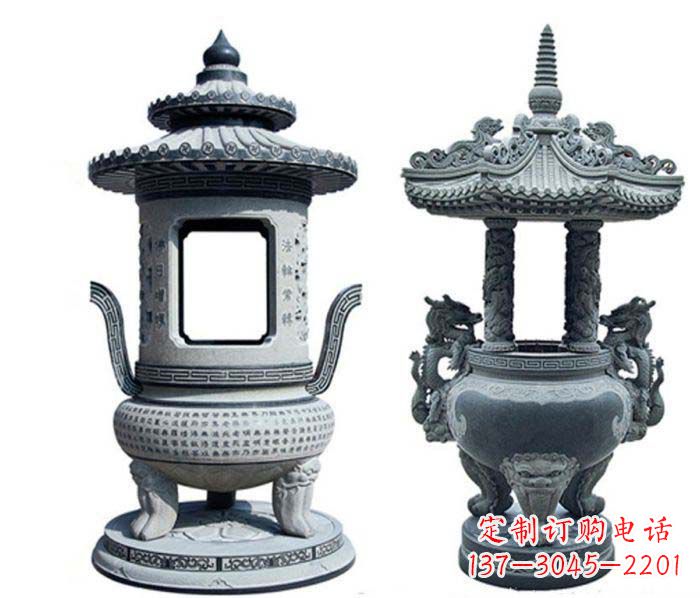 贵州寺庙景观仿古香炉石雕