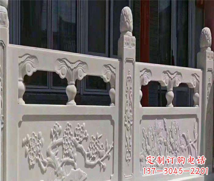 贵州寺庙景观汉白玉石浮雕栏板 (2)