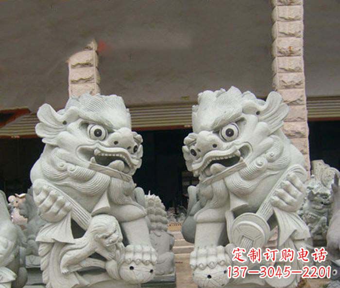 贵州寺庙景观南方狮子石雕 (2)