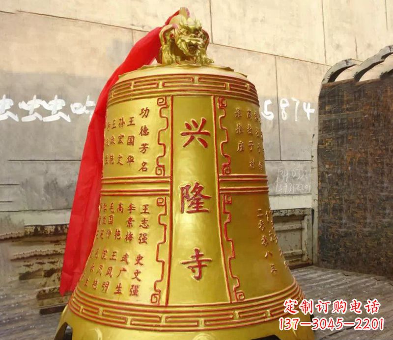 贵州寺庙景观铜钟雕塑
