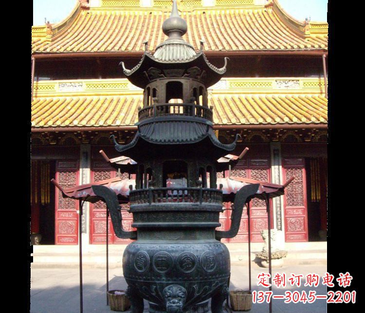 贵州寺庙景观香炉铜雕