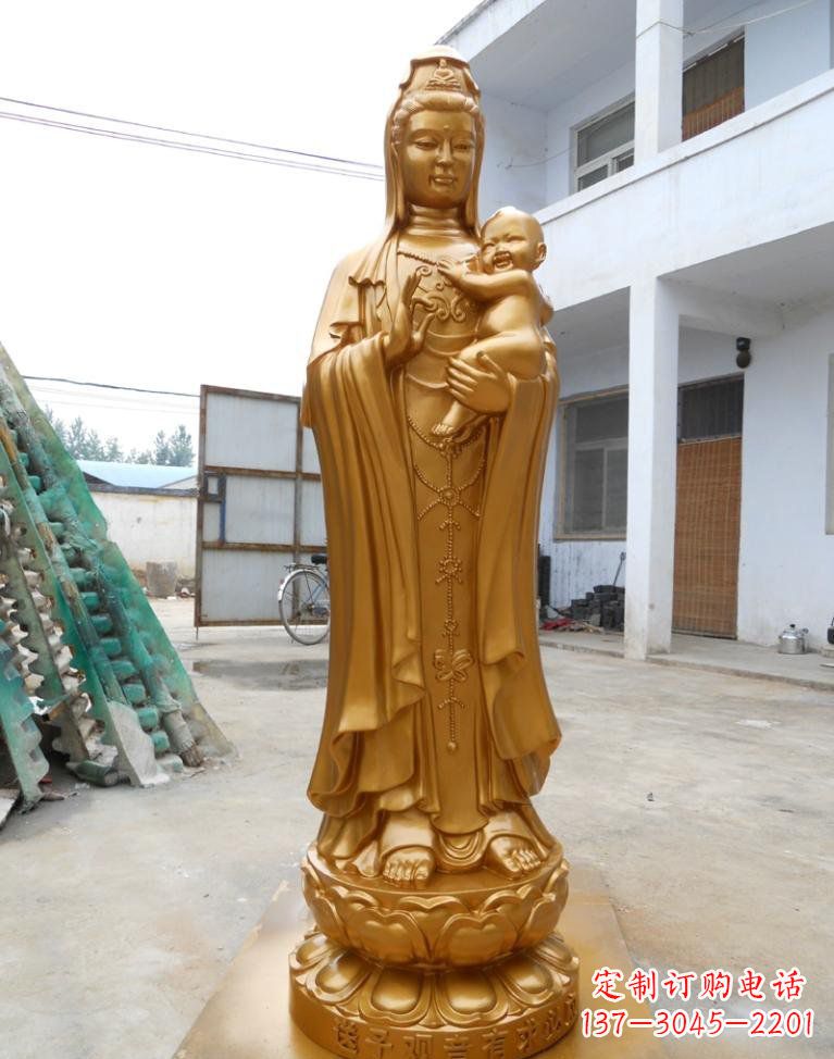 贵州寺庙立式送子观音铜雕