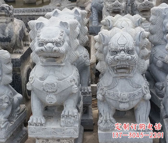 贵州寺庙青石狮子石雕