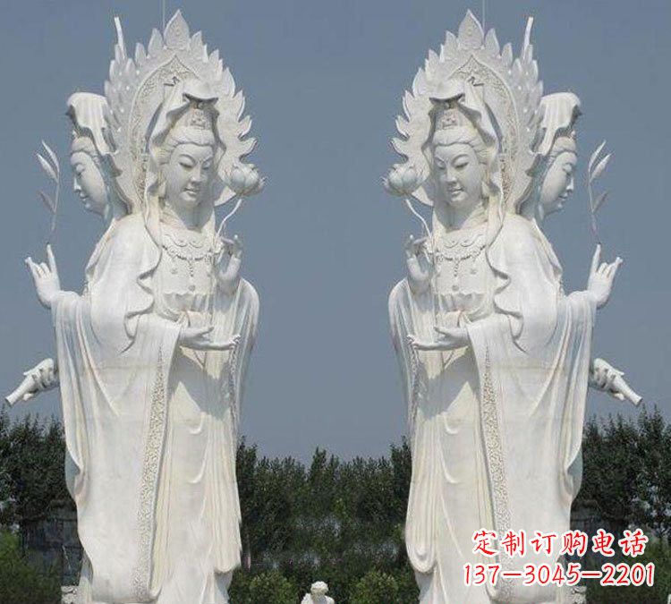 贵州寺庙三面观音菩萨雕塑