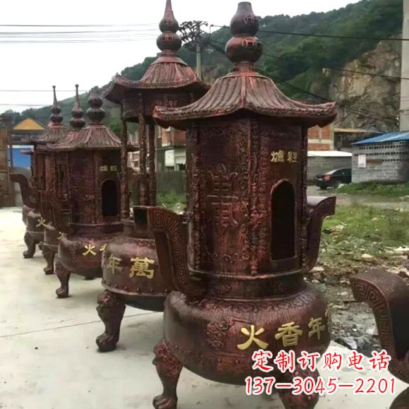 贵州寺庙铜香炉雕塑