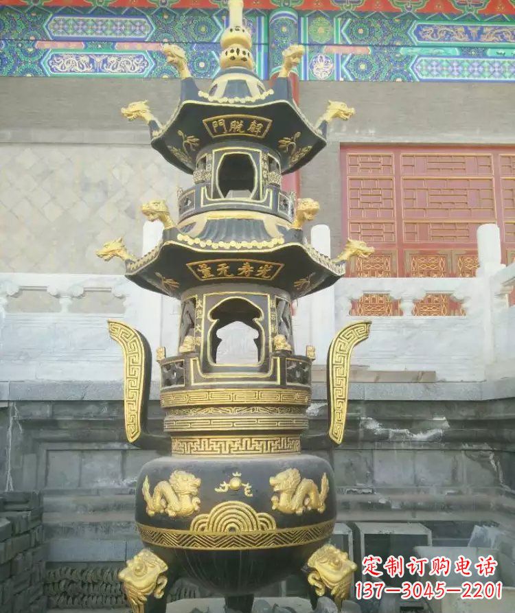 贵州寺庙香炉铜雕_1