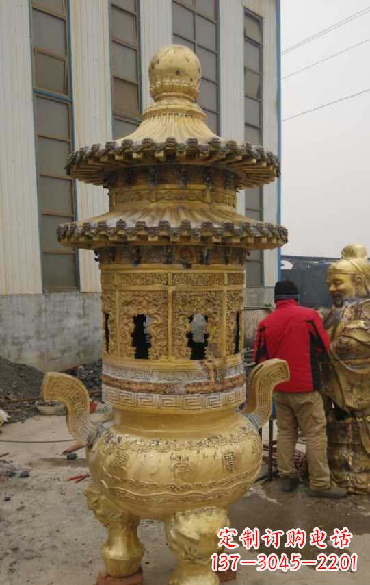 贵州寺庙香炉铜雕塑
