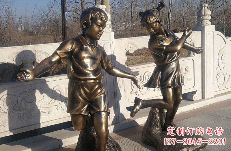 贵州踢毽子的儿童铜雕 (2)