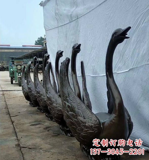 贵州天鹅喷泉铜雕,园林喷泉水景流水组件